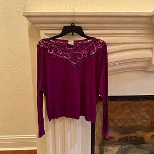 Ultra Hand Made in Bali Purple Sequin Crochet Long Sleeve Top